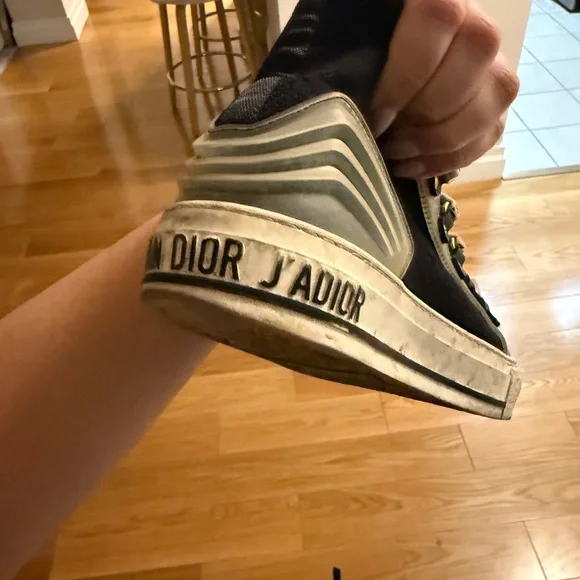 Dior Navy/Black and White Canvas Sneakers - Picture 2 of 10